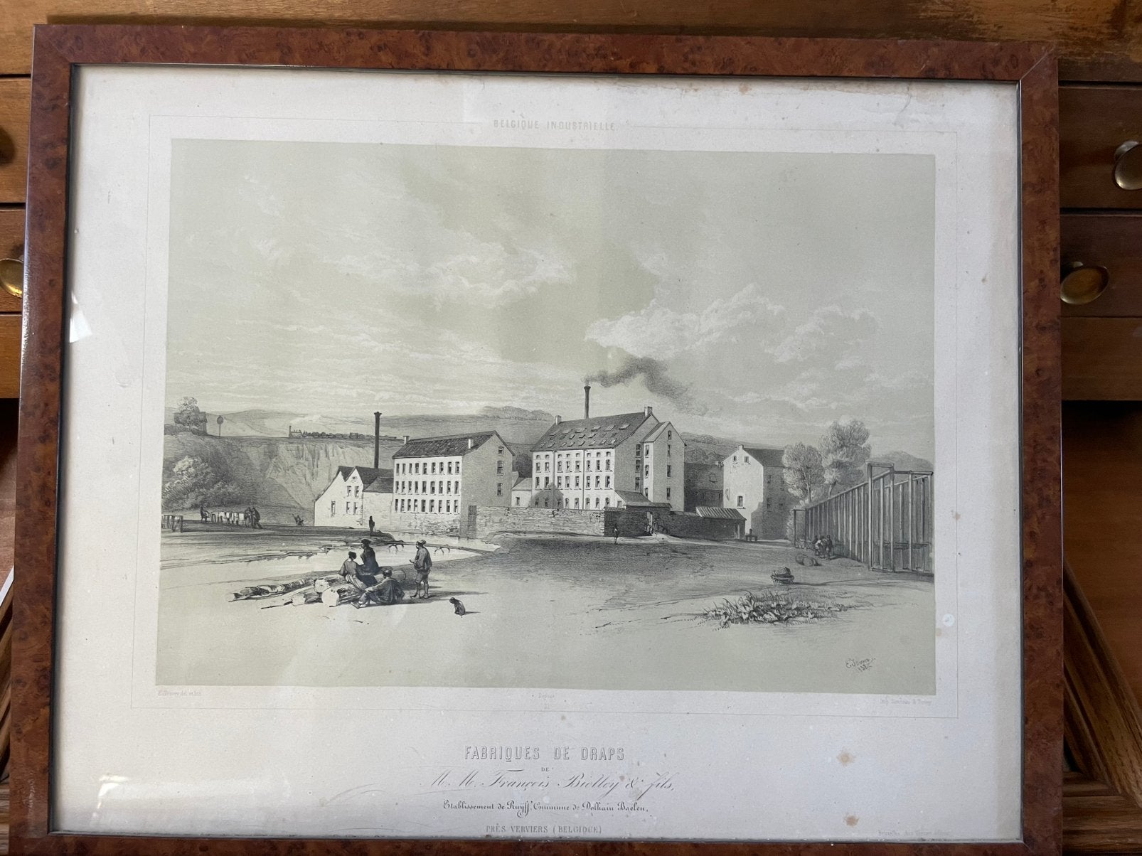 Baelen Gravure Fabrique de draps Biolley Verviers, Enlèvement, Gravure