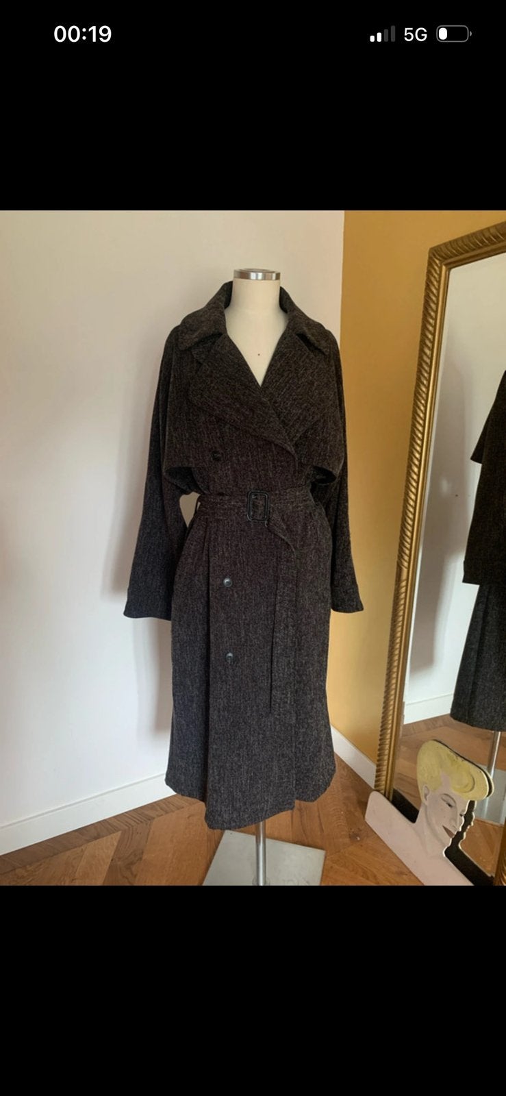 Trench coat vintage chiné, Enlèvement ou Envoi, Comme neuf, Gris