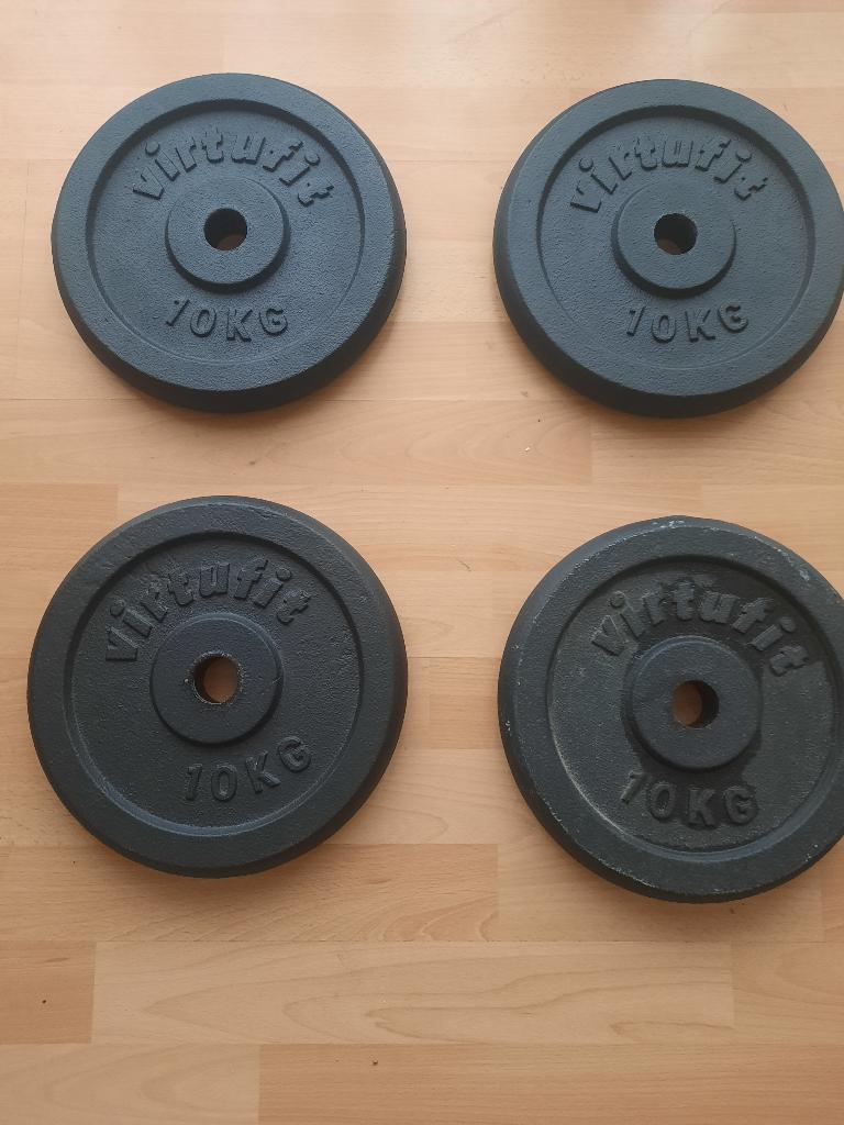 Haltères 10 kg en fonte, Sports & Fitness, Enlèvement, Comme neuf, Bras, Plaques d'haltères