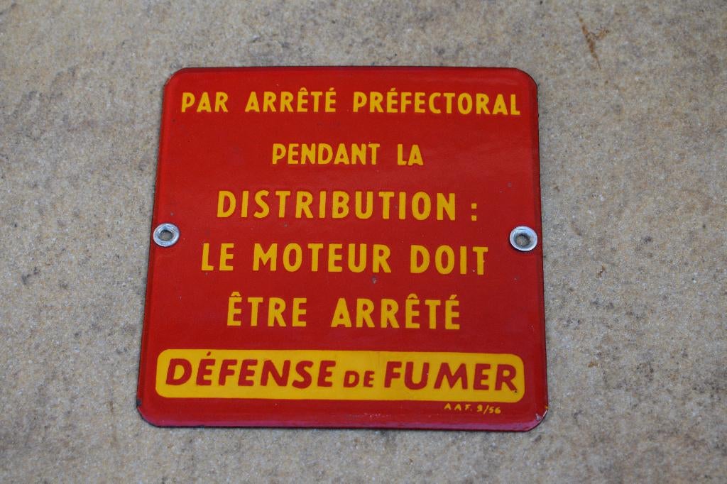 plaque émaillée pompe à essence shell 1956, Collections, Enlèvement ou Envoi, Utilisé, Panneau publicitaire