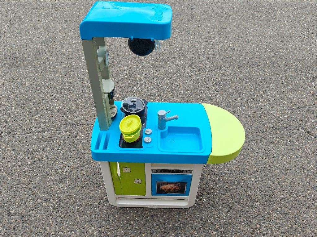 Speelgoedkeuken keukentje blauw groen, Ophalen, Gebruikt, Kunststof, Speelkeuken