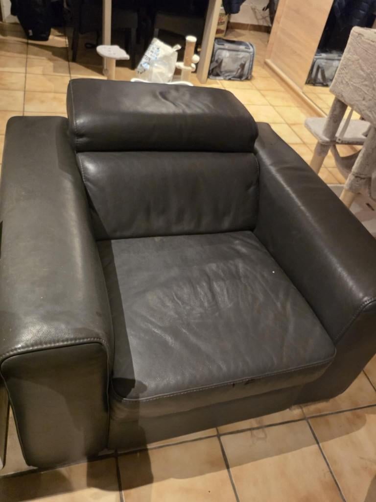 canapé en cuir avec 2 x relax, Maison & Meubles, Canapés | Coins salons complets, Enlèvement, Utilisé, Cuir