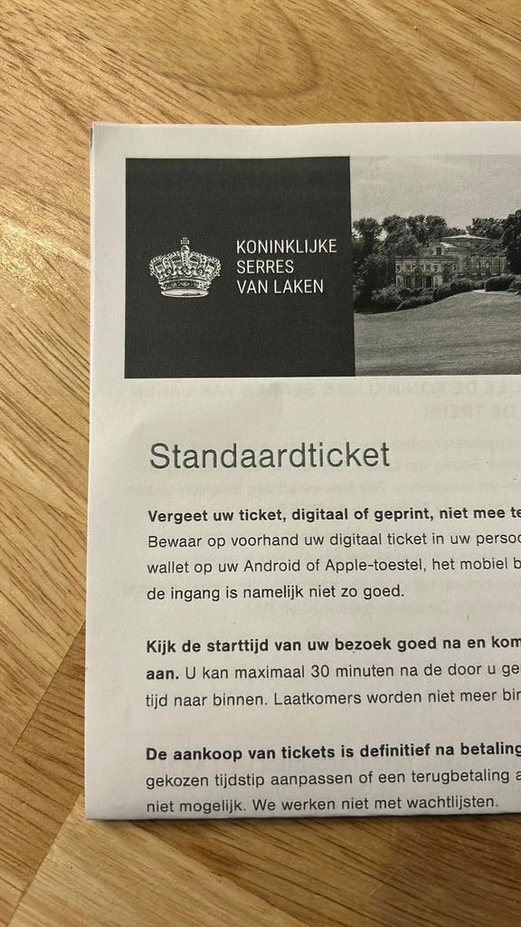 Entrée standard au serres royales de Laeken le 7 mai, Tickets & Billets