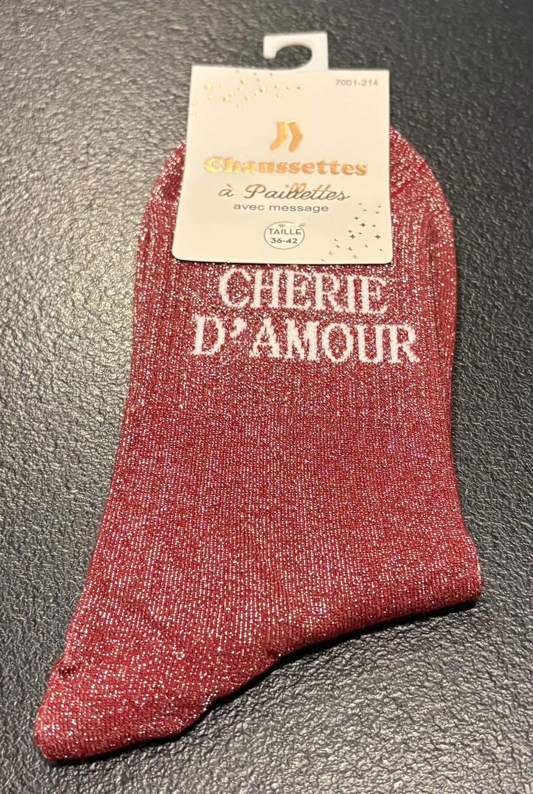 Chaussette à paillette avec message, Kleding | Dames, Sokken en Kniesokken, Verzenden, Nieuw, Overige maten