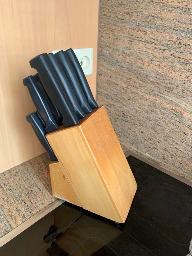 Houten blok met 12 messen en keuken gereedschap Wonder inox, Ophalen of Verzenden