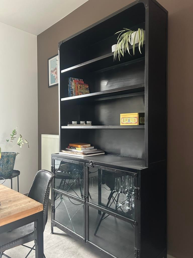 Moderne zwarte kast maison du monde, Huis en Inrichting, Ophalen, Zo goed als nieuw, Glas