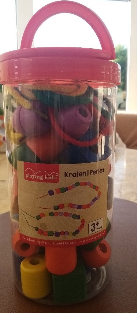Grote rijgkralen met koord, Ophalen, Zo goed als nieuw, Overige typen