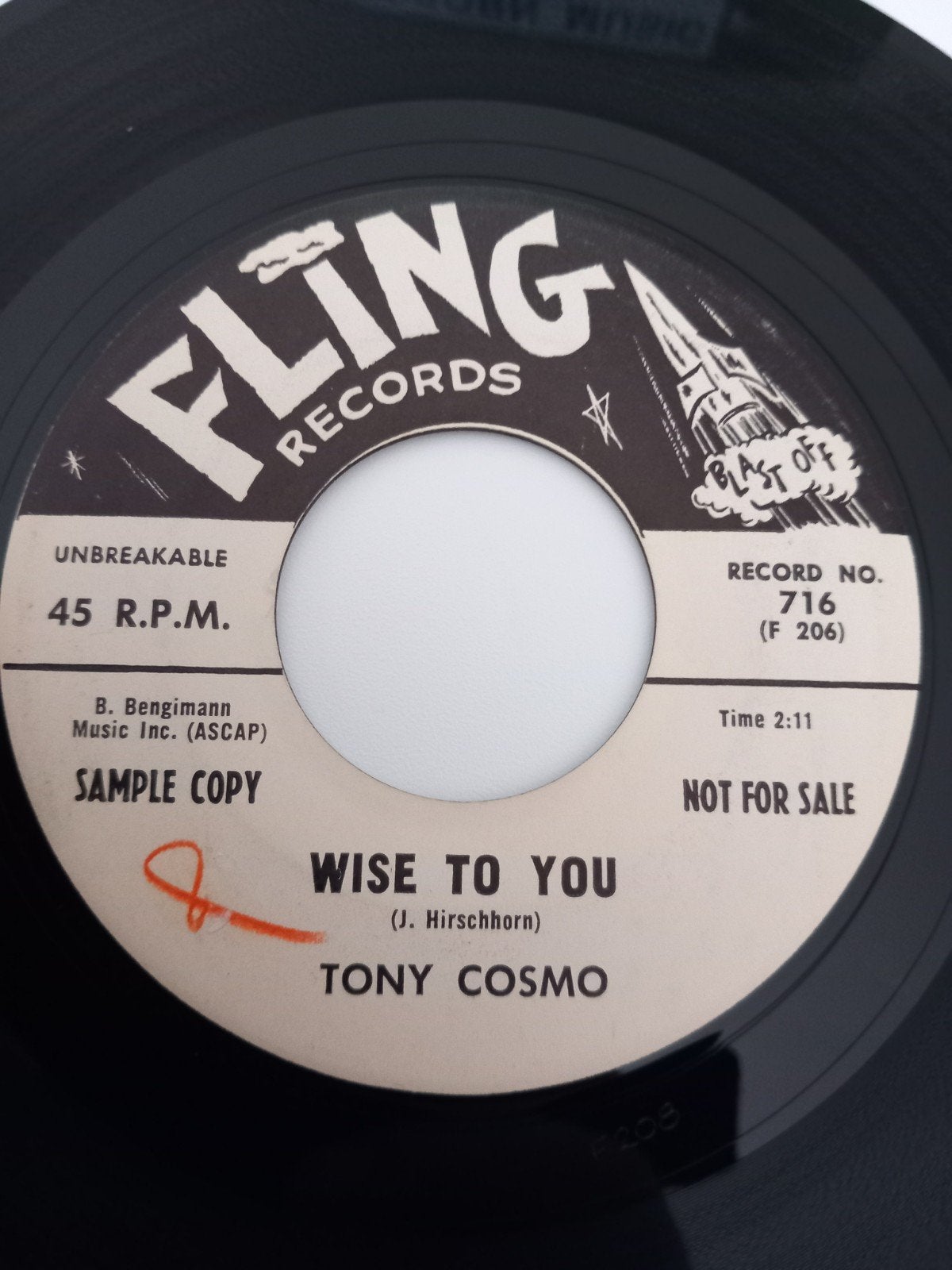 TONY COSMO. WISE TO YOU. TEENAGER   60 USA 45T, Ophalen of Verzenden