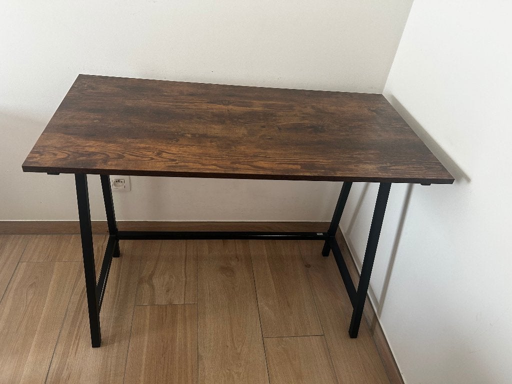 Computertafel – Donker Hout & Zwart Metaal, Huis en Inrichting, Ophalen, Zwart, Hout, 50 cm