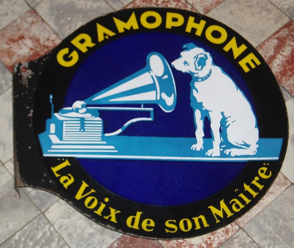 plaque émaillée gramophone 2 faces, Enlèvement ou Envoi, Utilisé