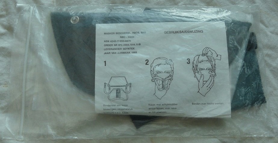 Masker Bescherm, RBCB / NBC-kapje, type M85, KL, 1989.(Nr.1), Verzamelen, Ophalen of Verzenden, Landmacht, Overige typen