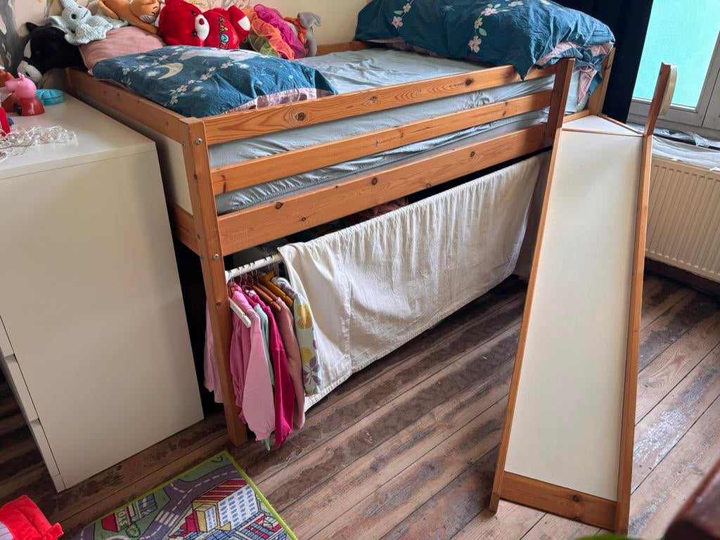 Kinderbed met een glijbaan, Ophalen, Gebruikt, Halfhoogslaper