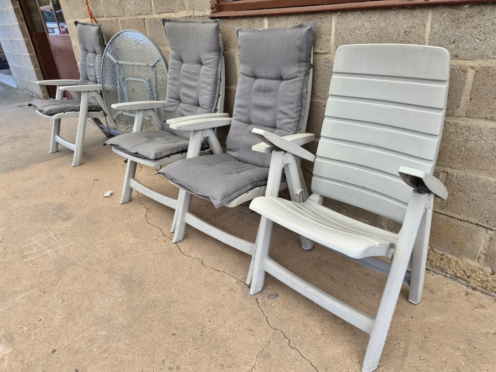 4 tuinstoelen met kussen, Tuin en Terras, Ophalen, Gebruikt