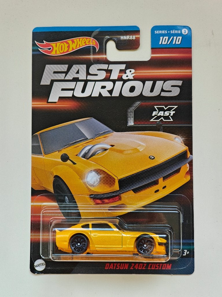 Hot Wheels Fast & Furious Datsun 240Z Custom Geel Fast X, Hobby en Vrije tijd, Ophalen of Verzenden, Zo goed als nieuw, Auto