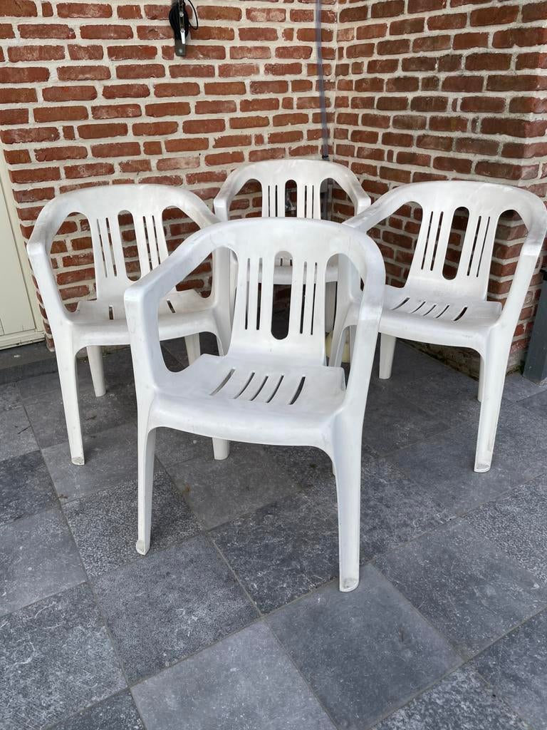 4 chaises de jardin, Enlèvement, Comme neuf, Synthétique, Empilable