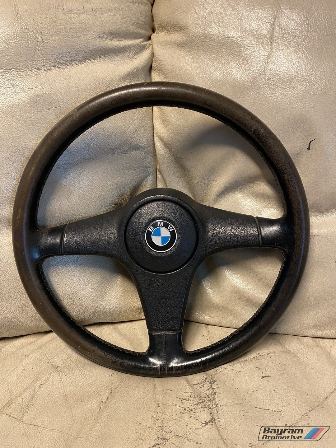 Bmw E30 sportstuur edition E34 stuur zwart lederen 3-serie, -, Utilisé, -, Enlèvement ou Envoi