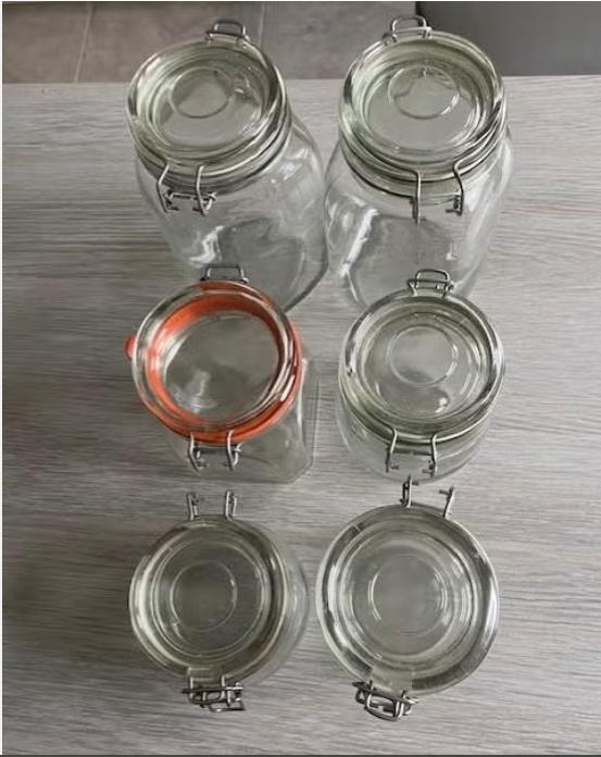 6 pots de stérilisation, Enlèvement ou Envoi, Comme neuf, Verre, Autres types