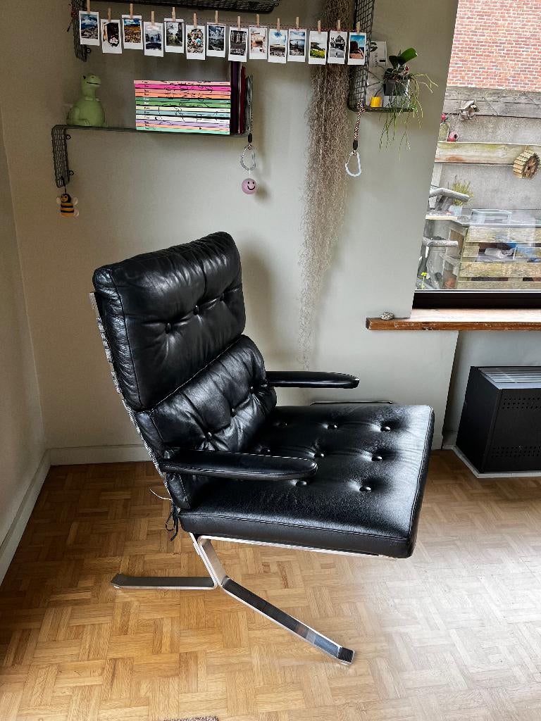 vintage design stoel relax lounge zetel fauteuil chair, Huis en Inrichting, Fauteuils, Ophalen, Leer