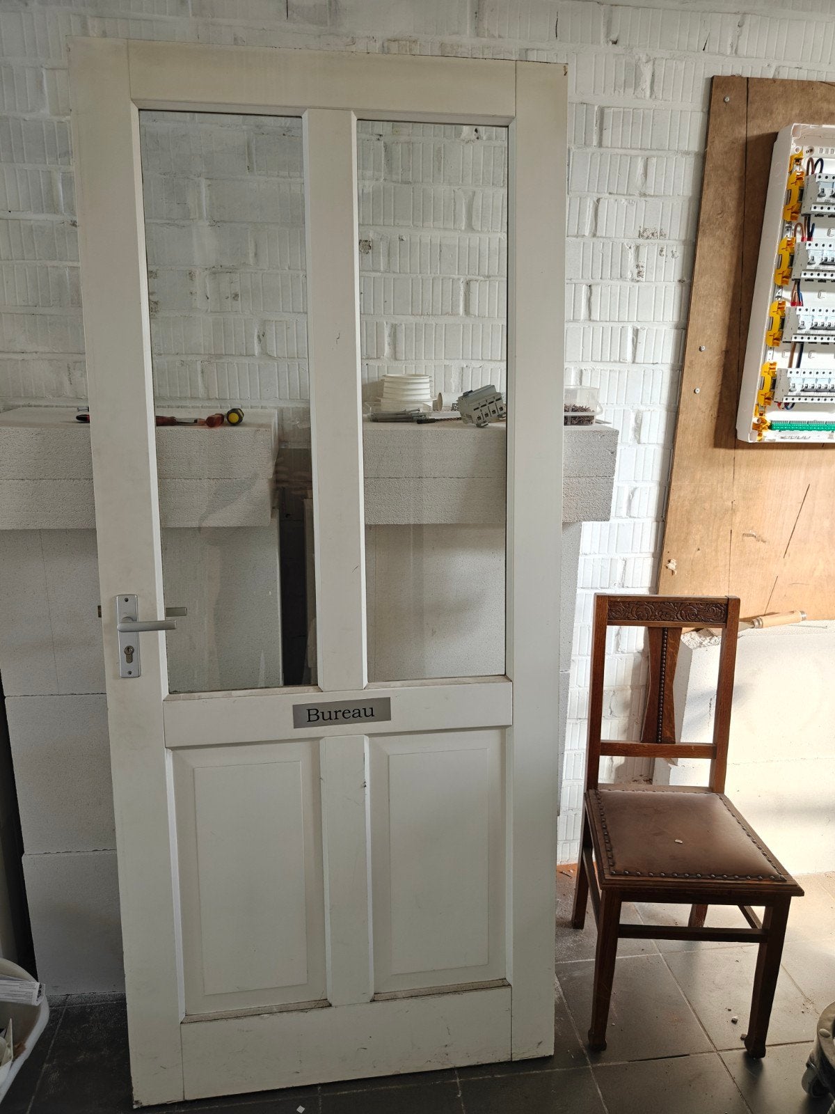 binnen deur hout met glas, Ophalen, Glas