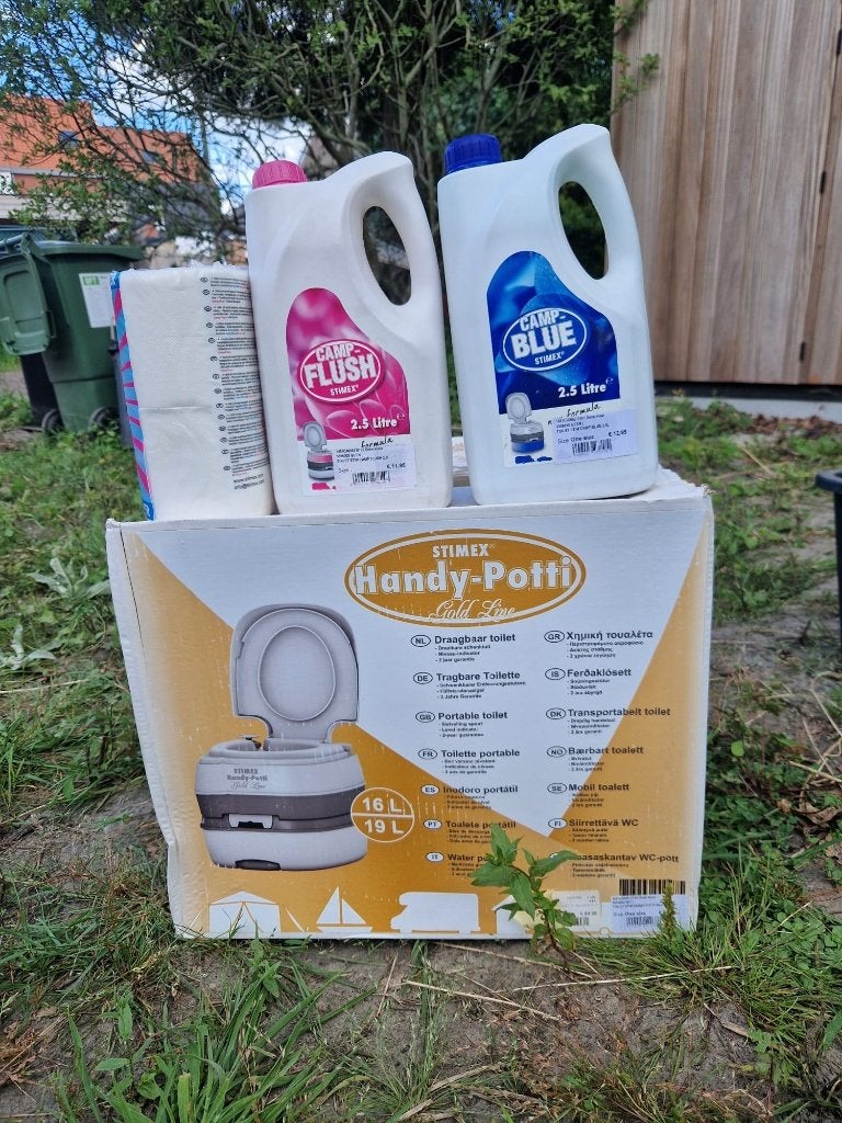 Nieuw draagbare campingtoiletset incl. vloeistof + wc papier, Ophalen, Nieuw