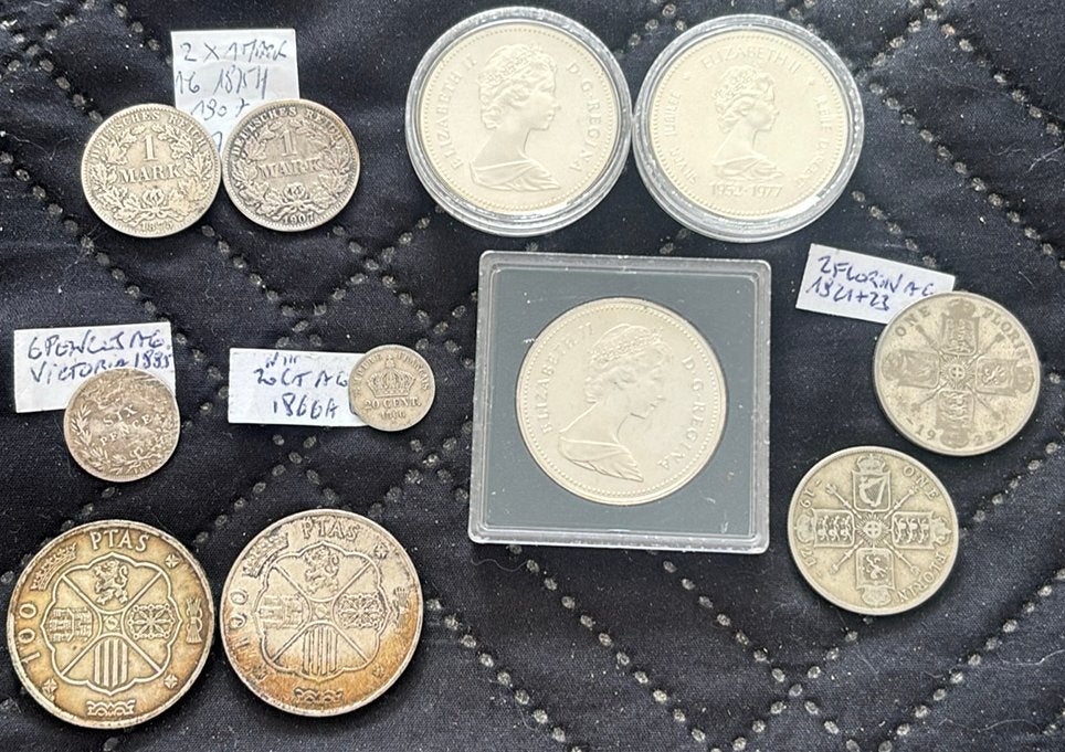 Joli lot pieces en argent divers pays et peu courante, Enlèvement ou Envoi, Argent, Argent