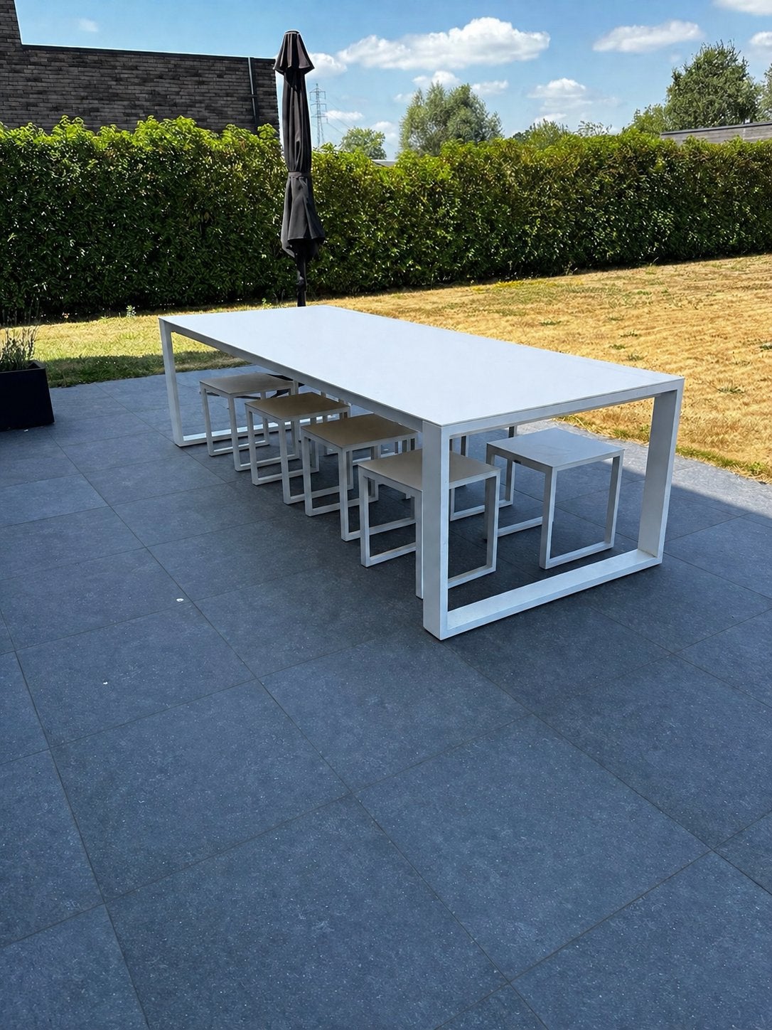 Set de jardin (table + 8 tabourets), Jardin & Terrasse, Ensembles de jardin, Enlèvement, Comme neuf, Salons de jardin