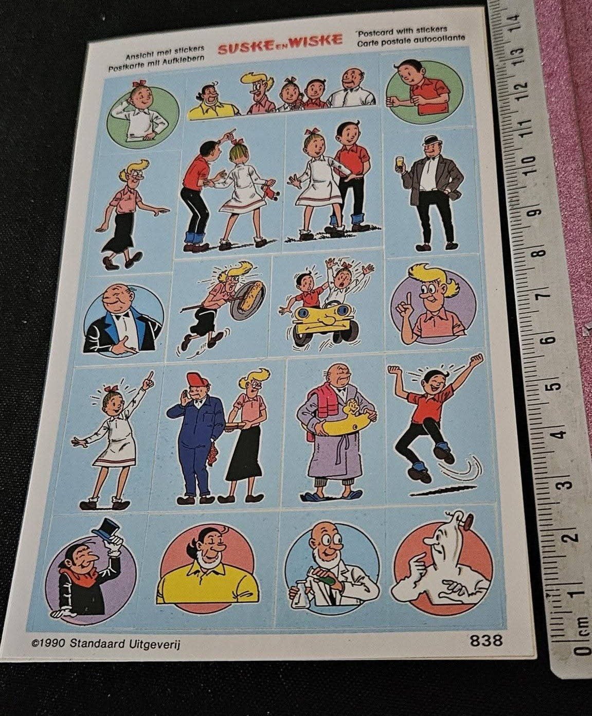 Suske en wiske stickers 1990 introduct postkaart, Verzamelen, Verzenden, Suske en Wiske, Zo goed als nieuw, Plaatje, Poster of Sticker