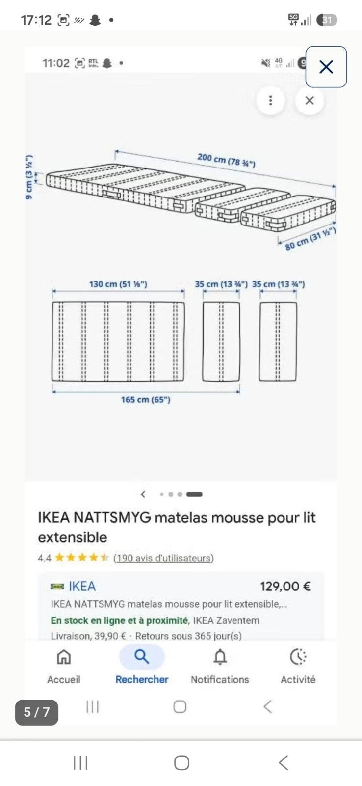 li + matelas enfant, Enlèvement, Comme neuf