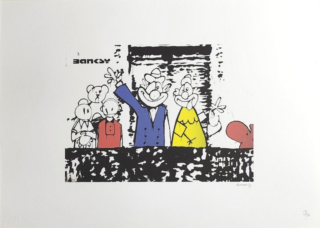 Banksy (Après) - Famille royale, Avec certificat d'authenticité, Enlèvement ou Envoi, Lithographie