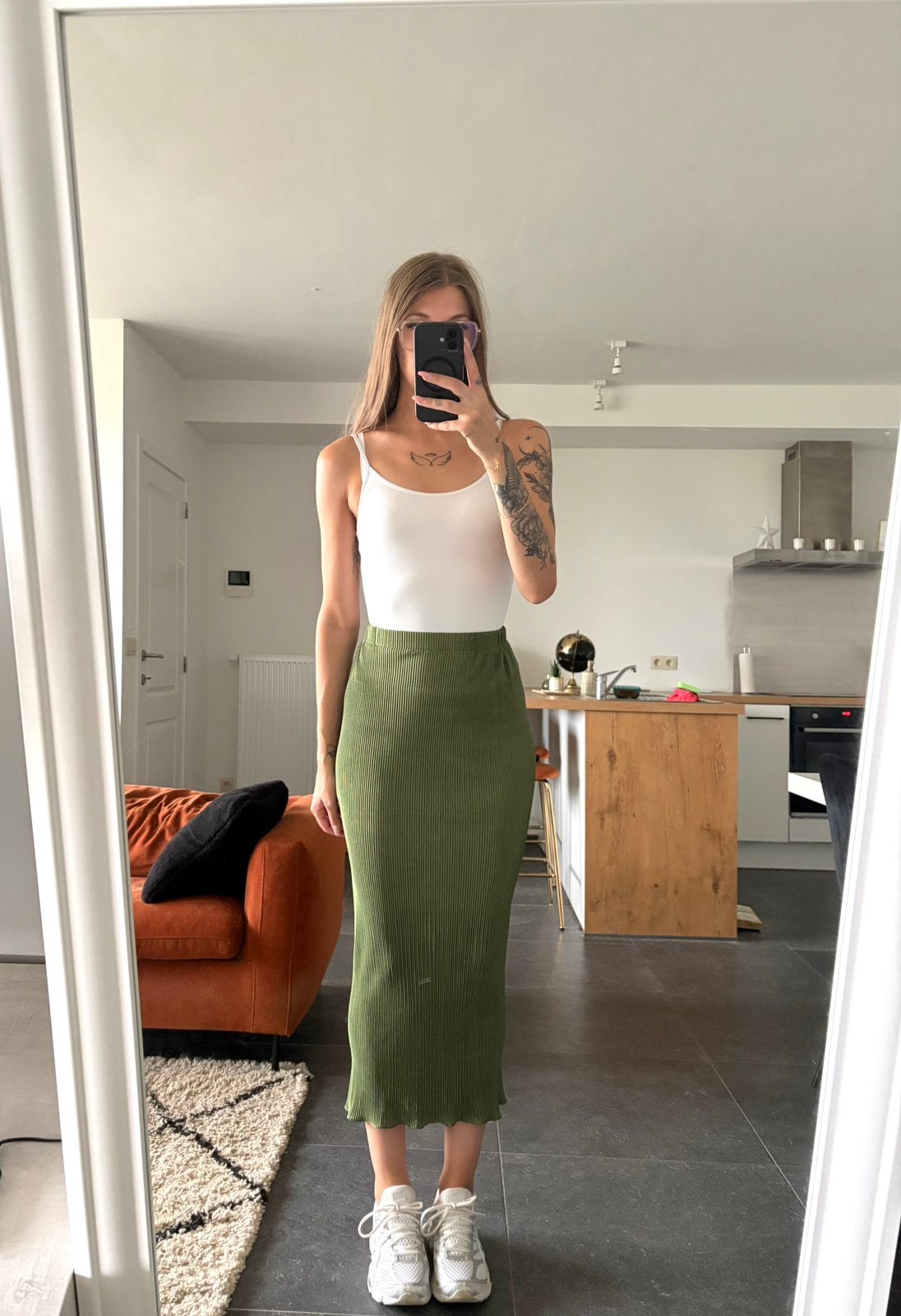 Groene lange rok met plooien van Shein maat M, Kleding | Dames, Verzenden, Zo goed als nieuw