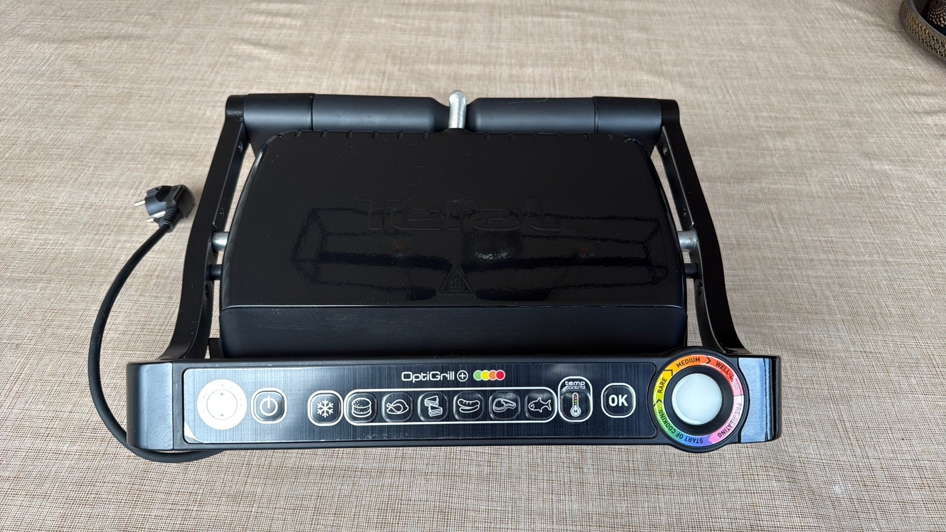 Tefal OptiGrill +, Ophalen of Verzenden, Vaatwasmachinebestendig, Zo goed als nieuw, Tafelgrill