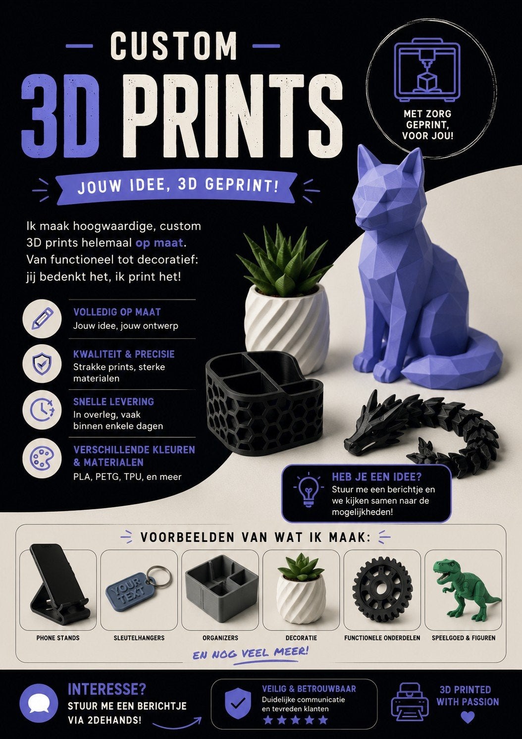Custom 3d prints, Ophalen of Verzenden