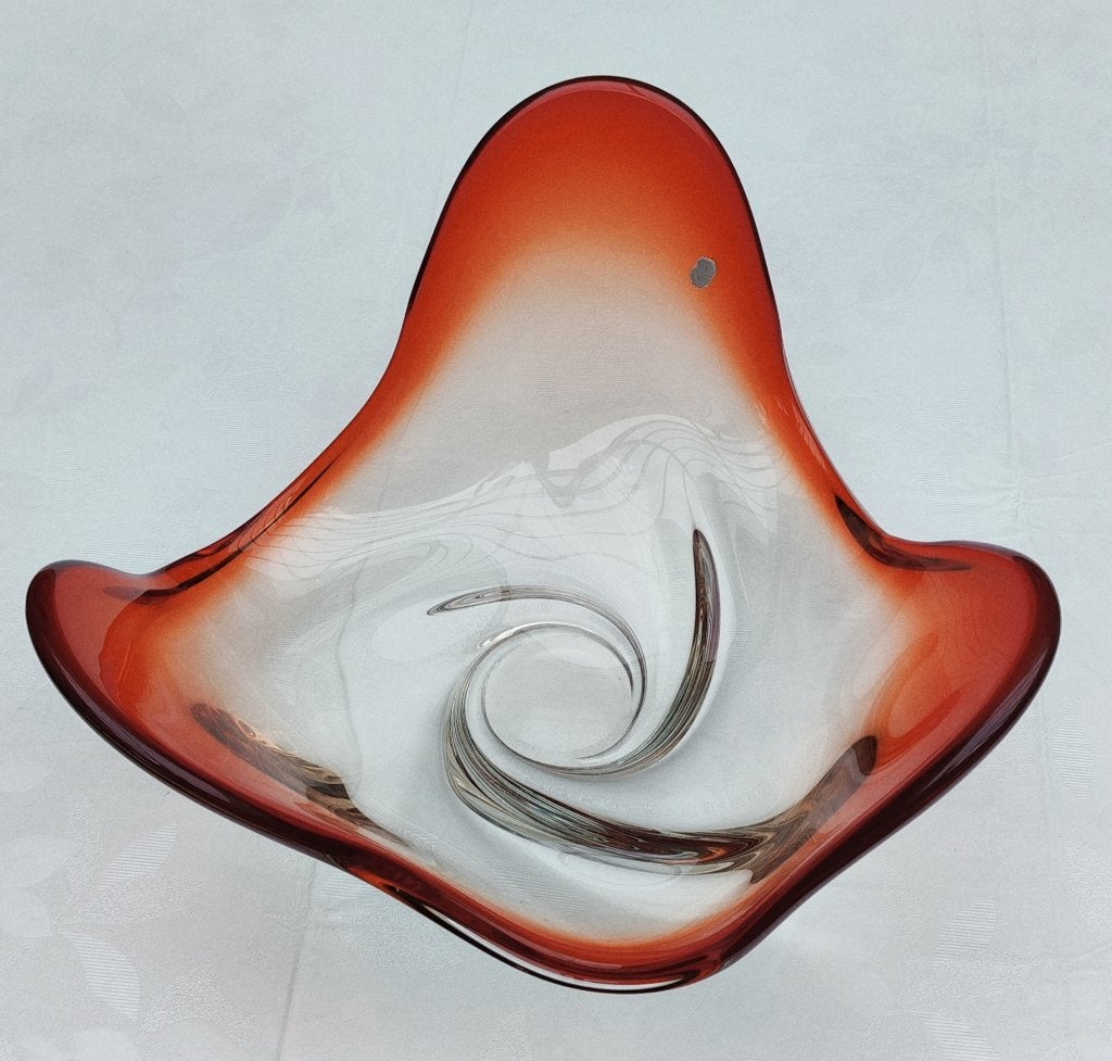 Val Saint Lambert, coupe bowl 39 cm rubis, Overlay, Antiek en Kunst, Antiek | Glaswerk en Kristal, Ophalen