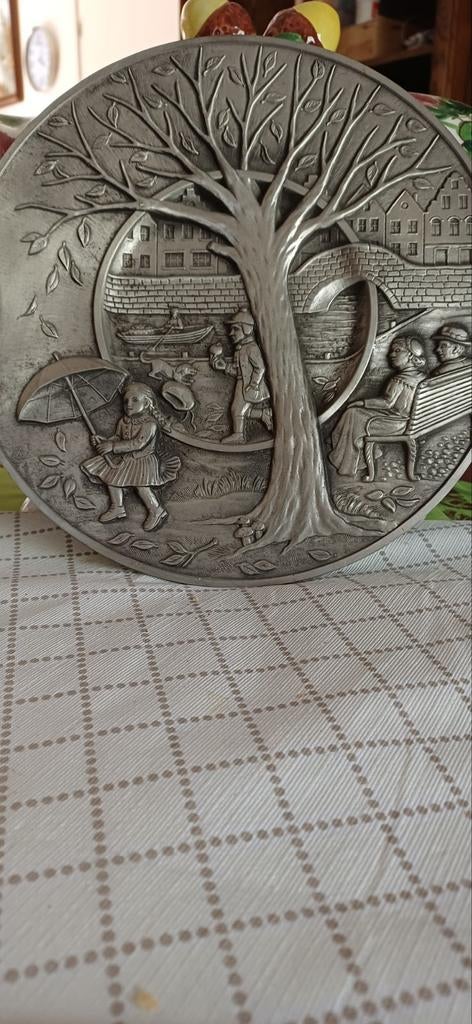 Tinnen schotel zwaar met stempel, Antiek en Kunst, Ophalen