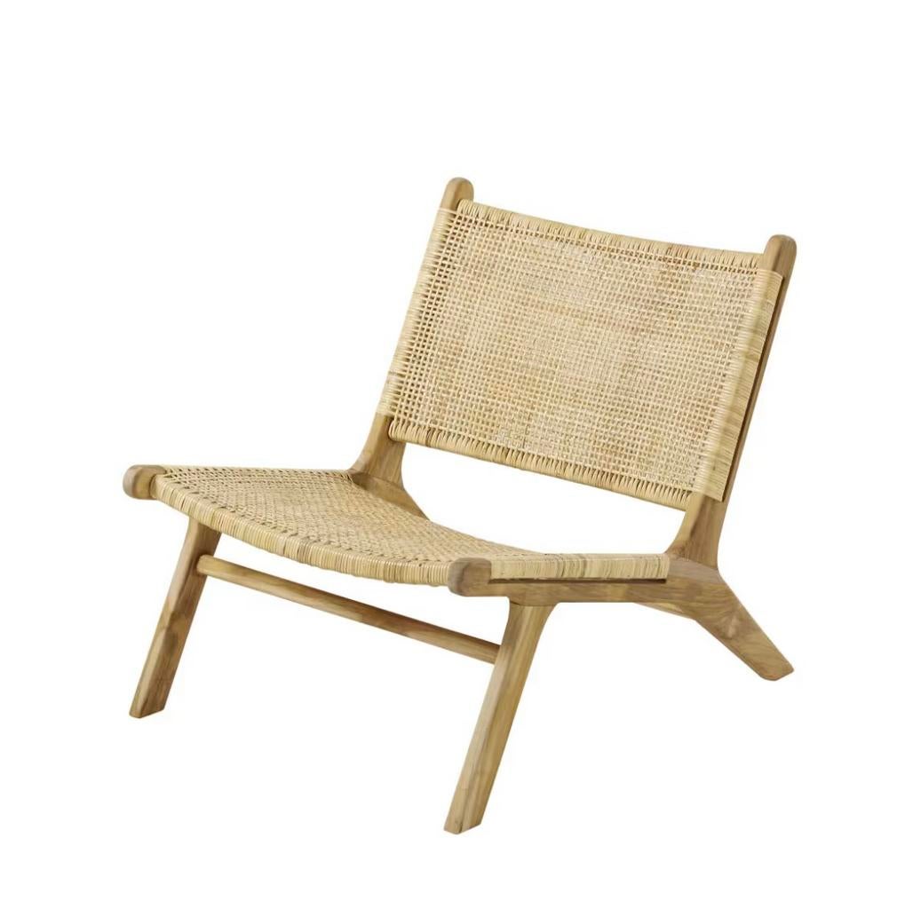 Ticao - Fauteuil en rotin tressé et bois de teck recyclé, Maison & Meubles, Chaises, Enlèvement, Comme neuf, Bois