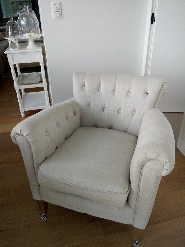 fauteuil Riviera Maison ZGN lichtgrijs, Ophalen, Zo goed als nieuw, Hout, Modern landelijk