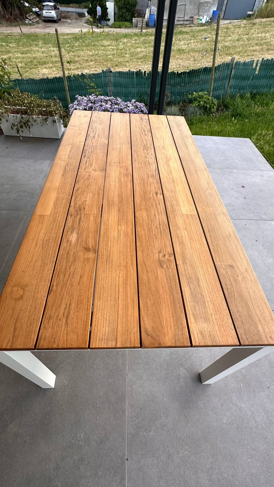 Tuintafel met teak tafelblad en aluminium frame 1m x 2m, Tuin en Terras, Ophalen, Zo goed als nieuw, Aluminium