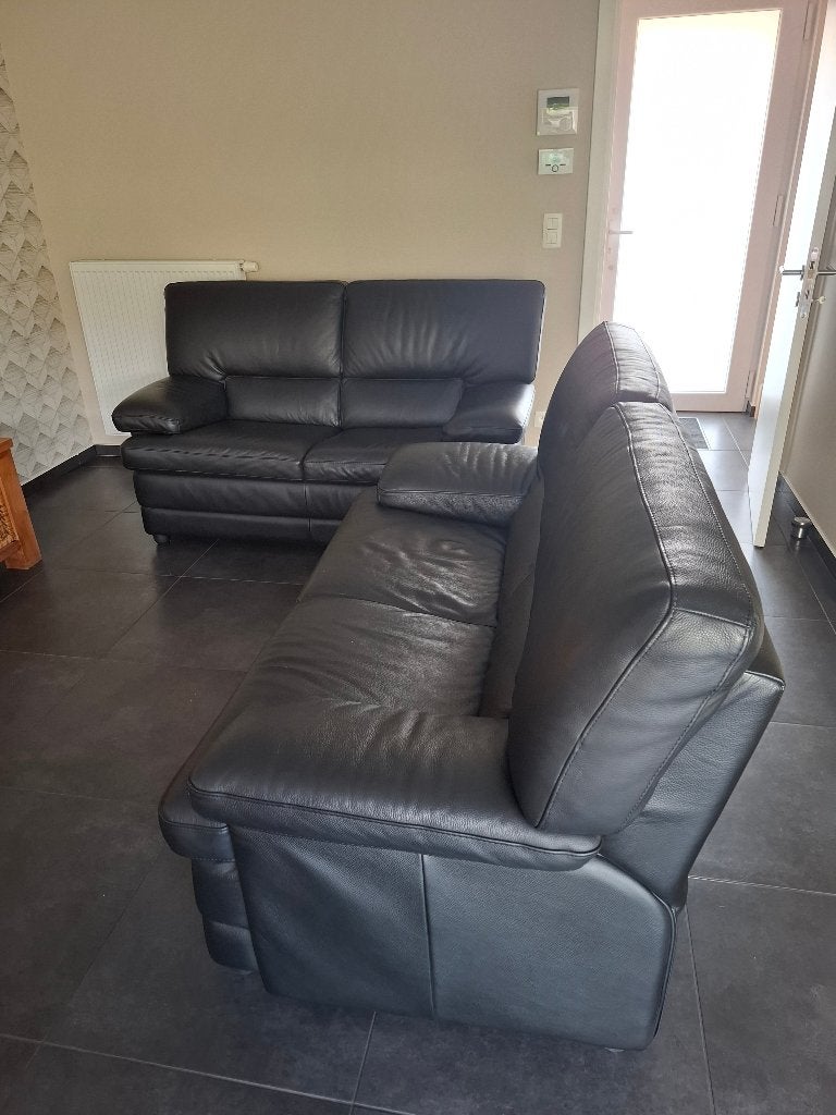 2 sièges en cuir, Maison & Meubles, Canapés | Salons, Utilisé, Banc droit, Deux personnes, 150 à 200 cm, 75 à 100 cm, Cuir, Enlèvement