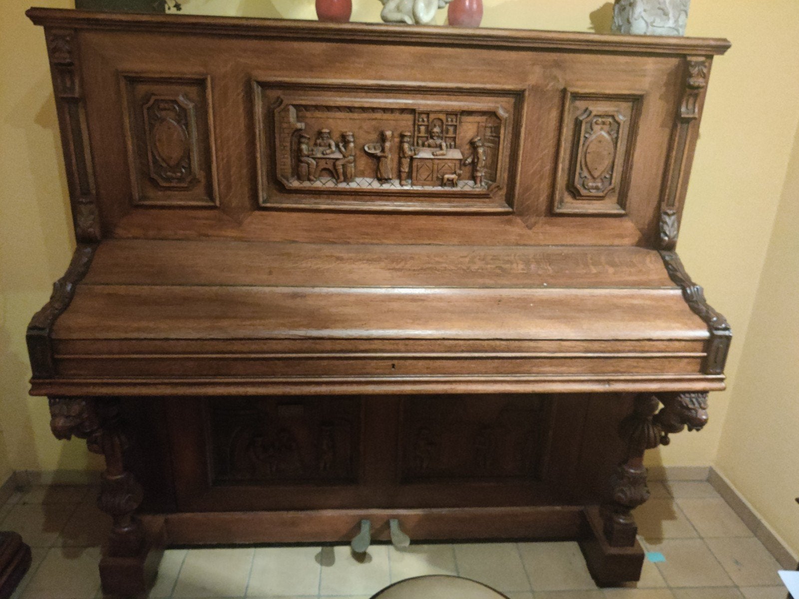 piano, Muziek en Instrumenten, Ophalen, Gebruikt, Bruin, Piano
