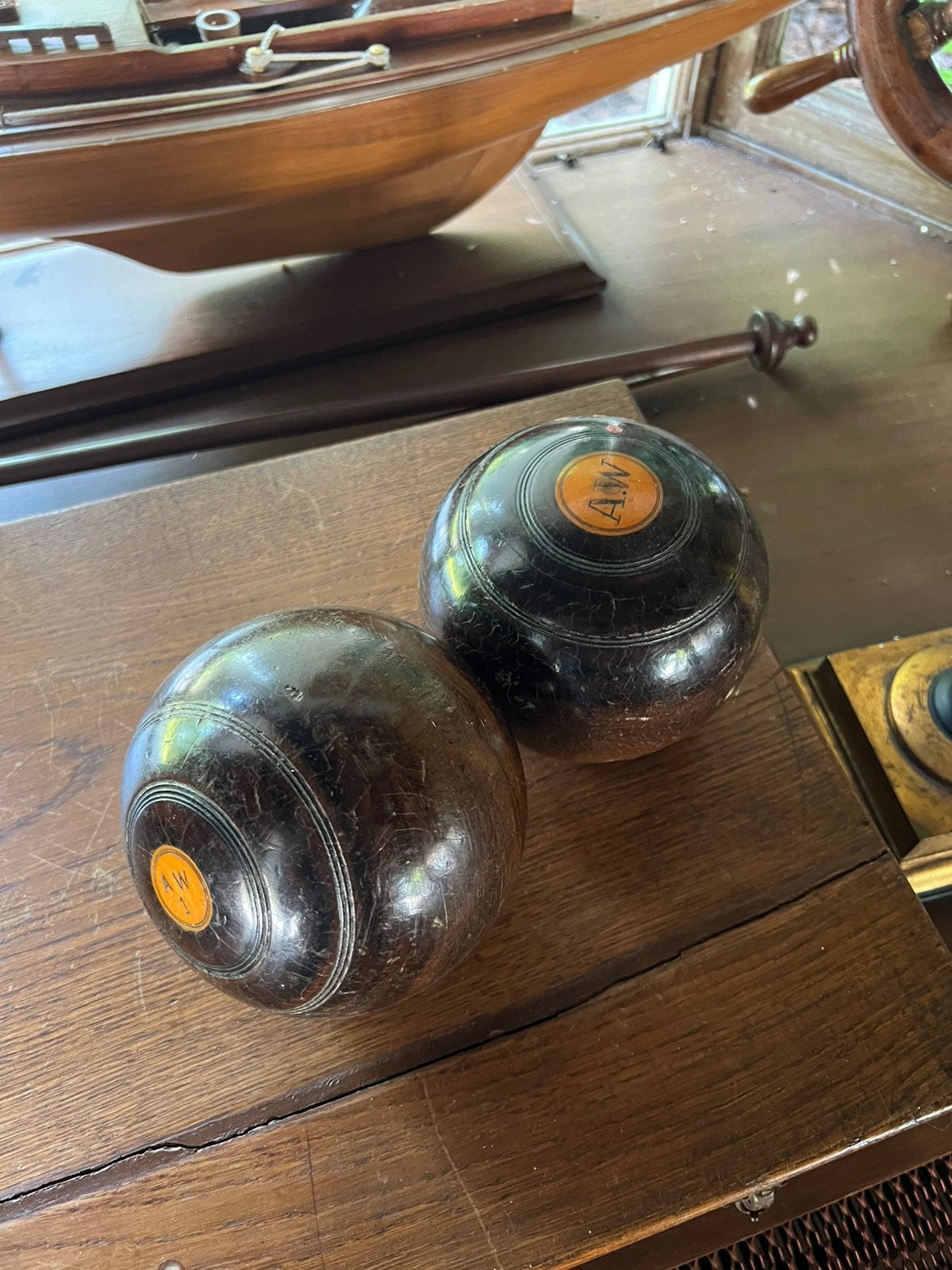 Bibc cba antique lawn bowls lignum vitae jeu de boules 50s, Sport en Fitness, Biljarten en Poolen, Zo goed als nieuw, Ophalen