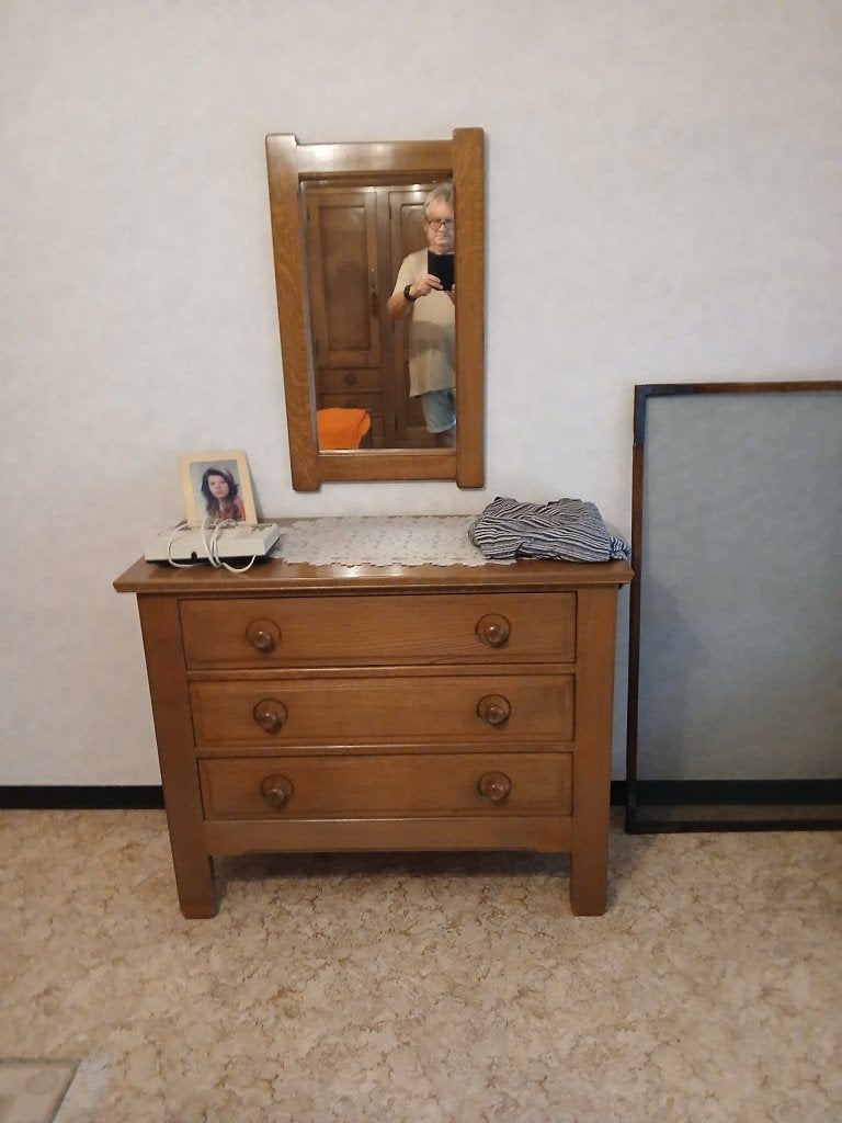 eiken slaapkamer, Huis en Inrichting, Slaapkamer | Complete slaapkamers, Ophalen, Gebruikt, Tweepersoons, Landelijk