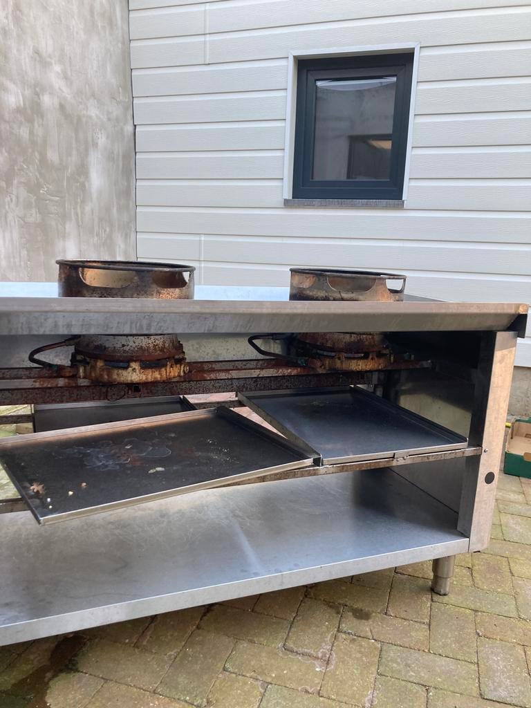 Cuisinière Wok | Gaz | 3 brûleurs | Armoire ouverte |, Enlèvement