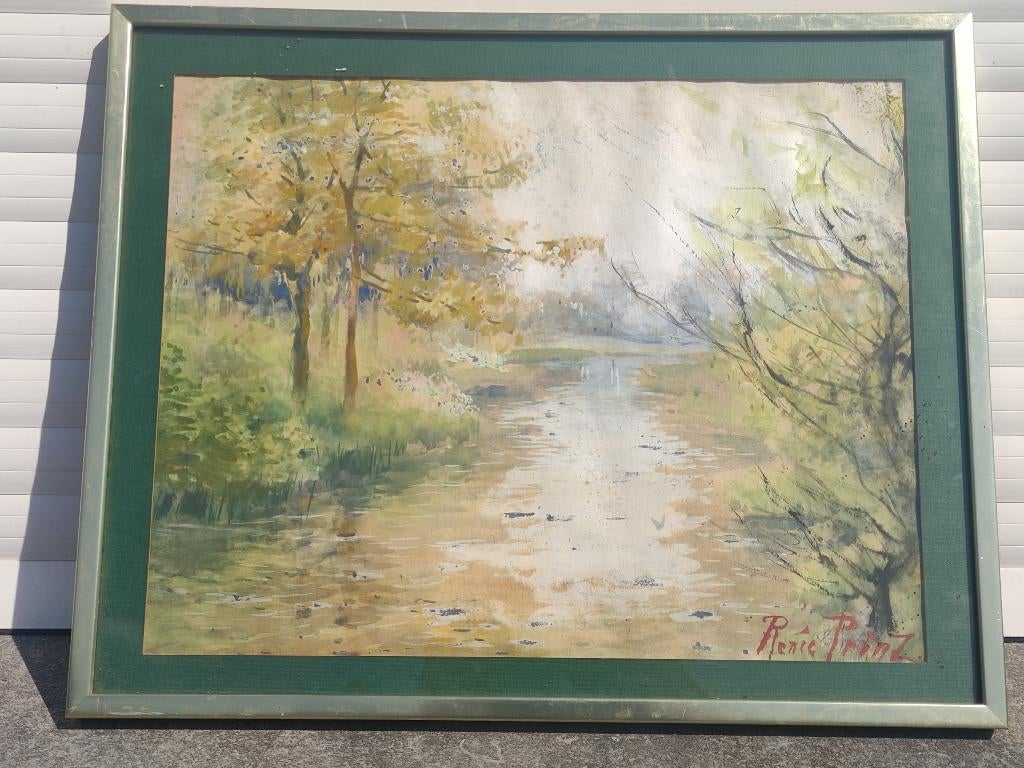 aquarelle signe renee prinz, Antiquités & Art, Enlèvement ou Envoi