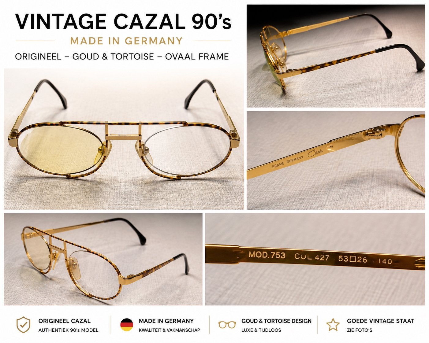 Vintage Cazal 753 Brilmontuur Mod. 753 Germany, Ophalen of Verzenden, Zo goed als nieuw