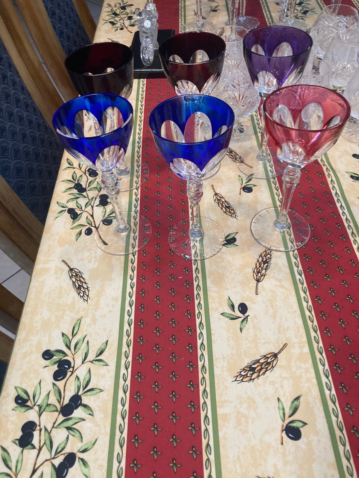 Te koop 6 kristallen wijn glazen, Ophalen, Zo goed als nieuw