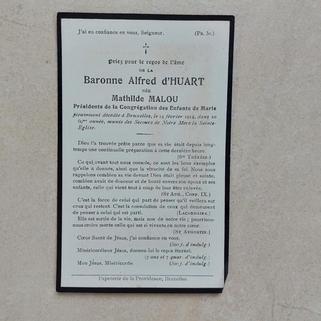 Oud bidprentje : adel, Enlèvement ou Envoi, Image pieuse