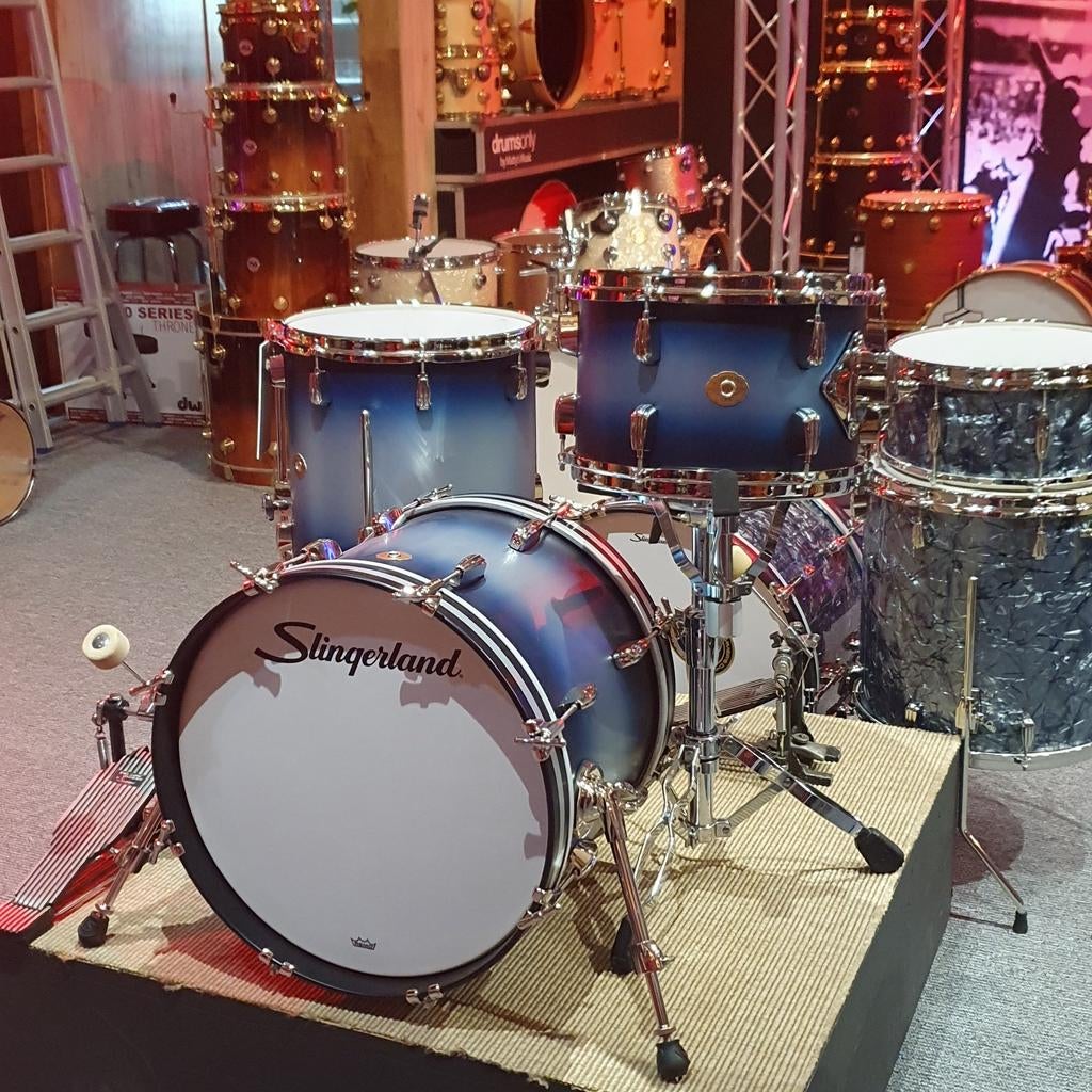 Slingerland Radio King: blue & Silver. Jazz setje 12/14/18, Musique & Instruments, Batteries & Percussions, Enlèvement ou Envoi