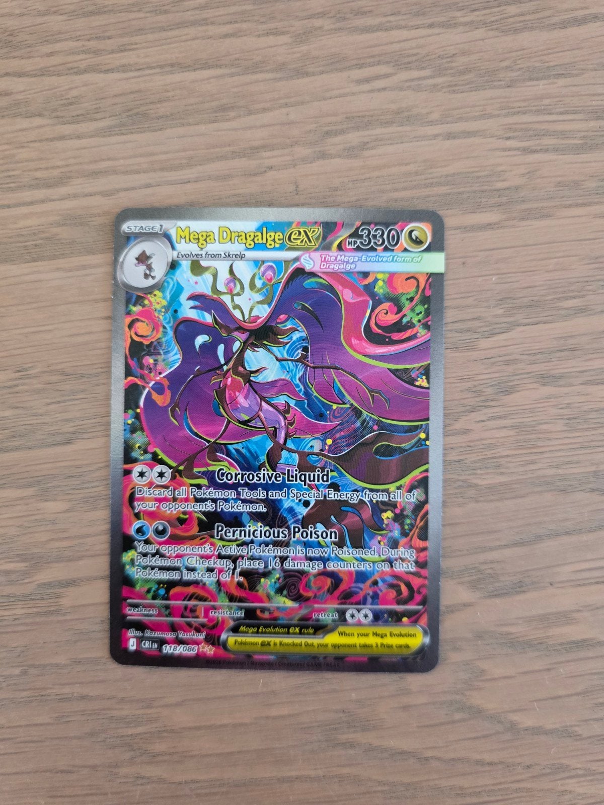 Pokémon Mega Dragalge ex 118/086 – Full Art Holo, Ophalen, Nieuw, Losse kaart
