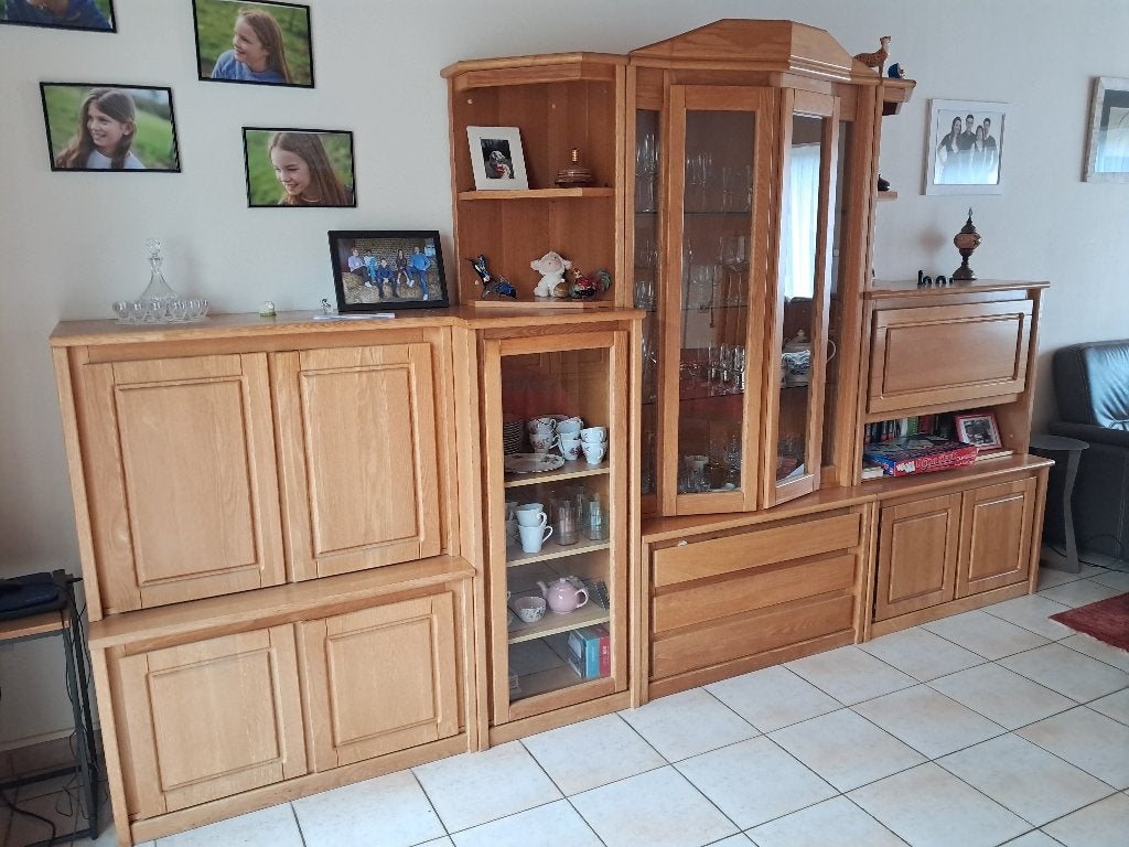 Wandmeubel + tv kast, Ophalen, Gebruikt, Eikenhout, 150 tot 200 cm