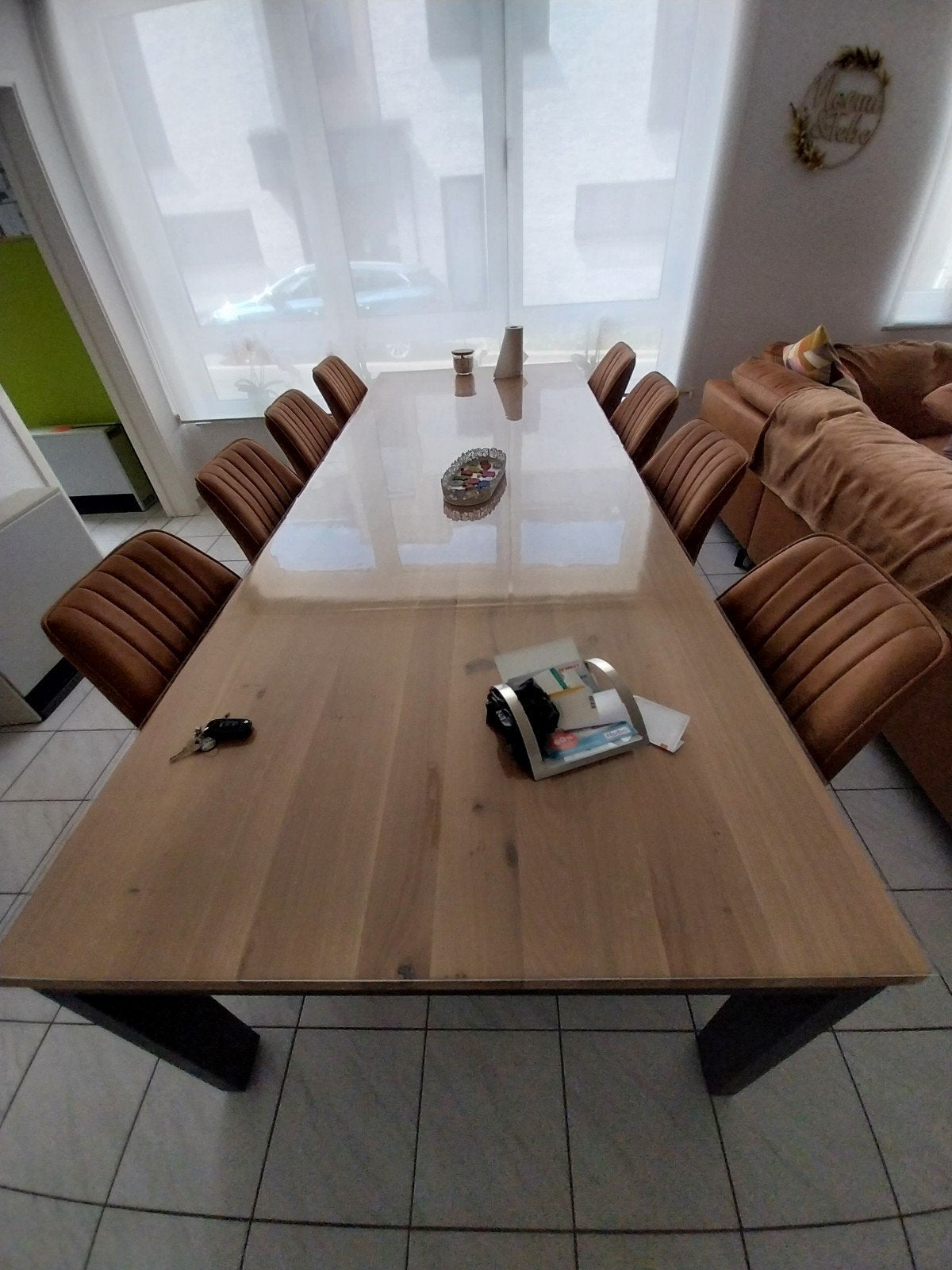 tafel met 8 stoelen, Huis en Inrichting, Tafels | Eettafels, Ophalen, 100 tot 150 cm, 200 cm of meer, Zo goed als nieuw